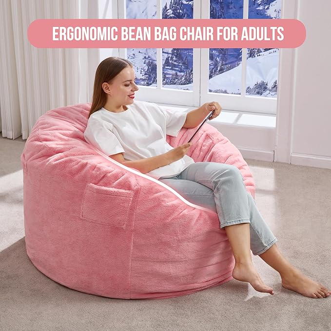 Hobestluk 3ft Bean Bag Chairs for Adults Large Beanbag Chair - Image 3