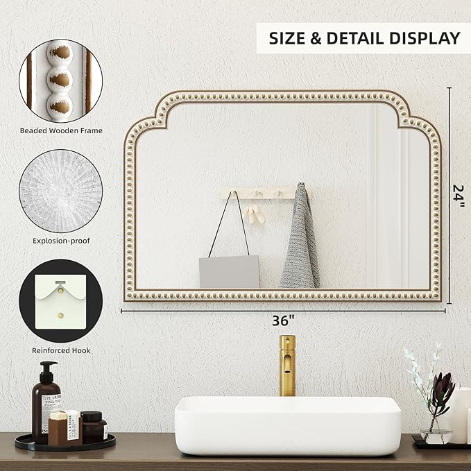36''x24'' Farmhouse Wood Decorative Wall Mirrors - Image 3
