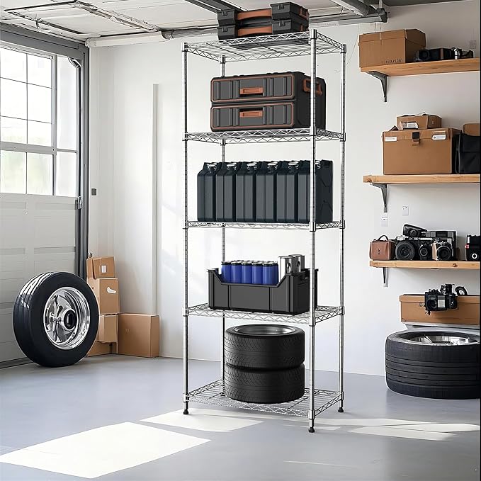 1250 lbs 5 Tier Shelf Metal Storage Shelves Wire Rack Closet Organizers - Image 7