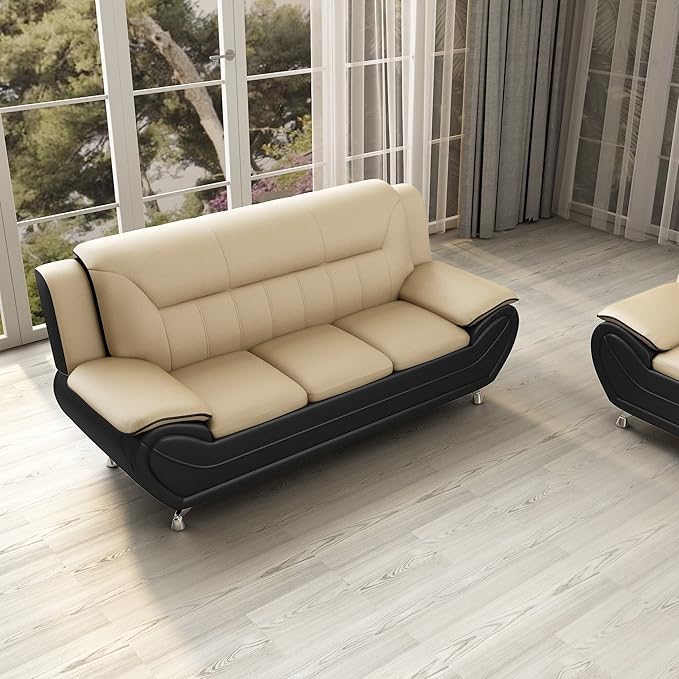 Container Furniture Direct Michael Modern Faux Leather Upholstered Stainless - Image 15