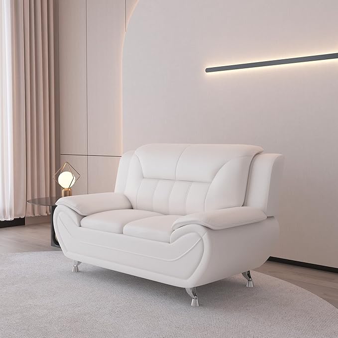 Container Furniture Direct Michael Modern Faux Leather Upholstered Stainless by ContainerDirect