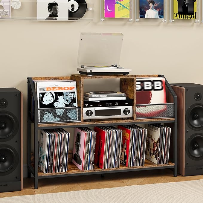 Large Record Player Table, Holds up to 400 Albums, Medieval Rustic Vinyl Record - Image 8