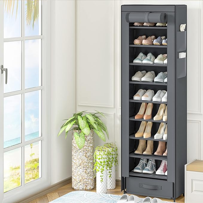 Shoes Rack 10 Tier Tall Narrow Shoe Rack - Image 6