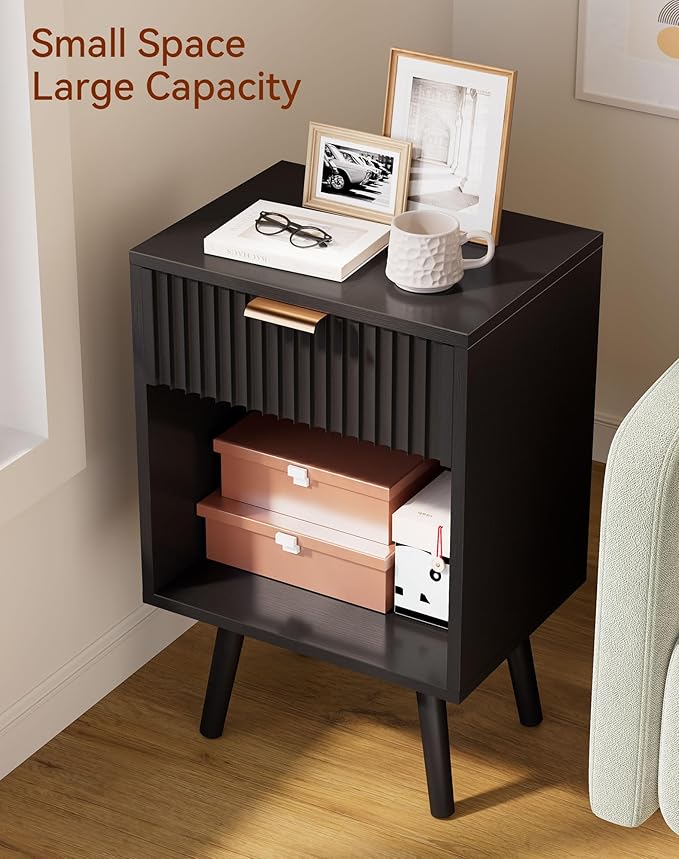 YMYNY Mid Century Modern Nightstand, Side Table, Fluted Night Stand - Image 6