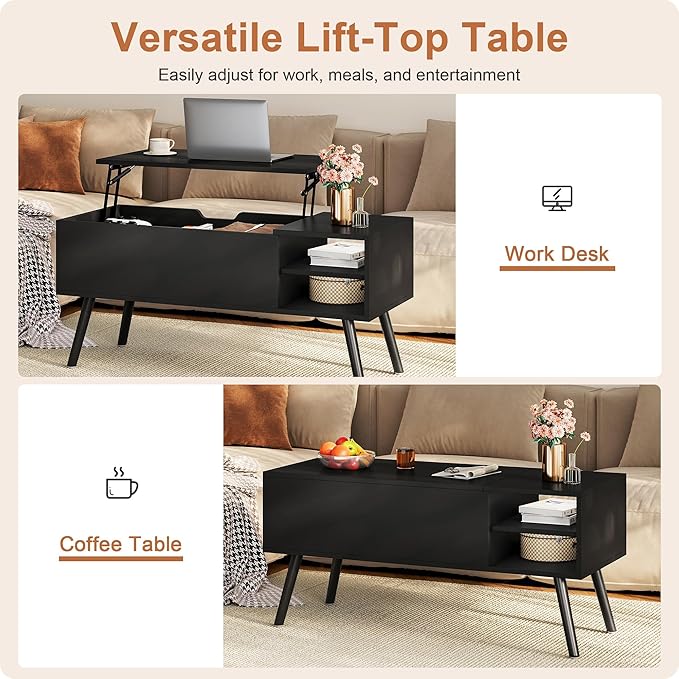 ALINE FURNITURE Black Lift Top Coffee Table - Image 6