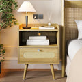 End Table with Charging Station, Nightstand with Diamond Handle and by AGDULL