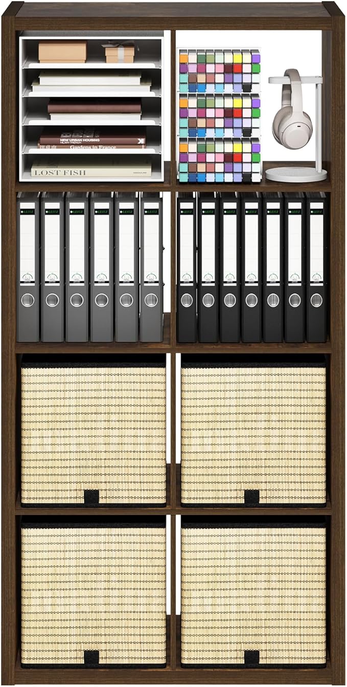 Furinno Cubicle Open Back Decorative Cube Storage Organizer, Amber Pine - Image 7