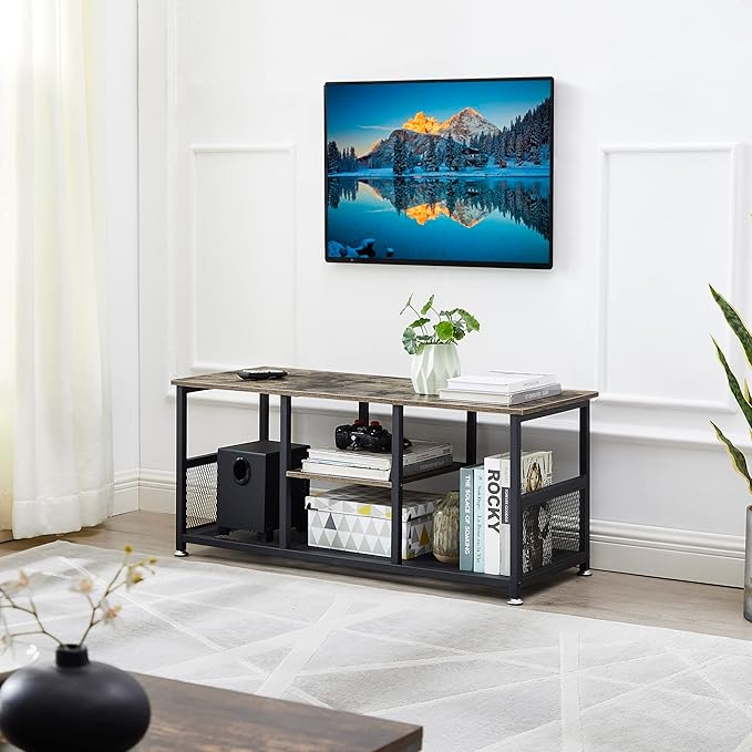VECELO TV Stand Up to 50 Inches, 39 Inch Industrial Entertainment Center Media - Image 3