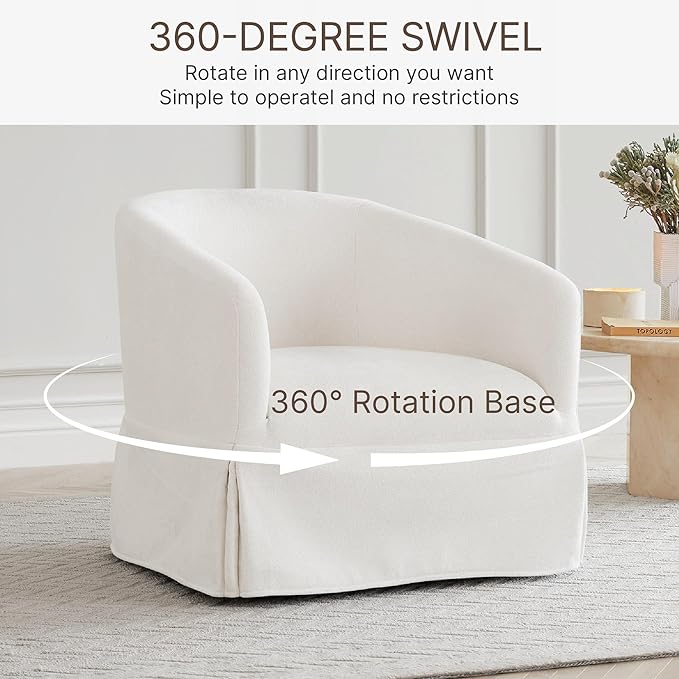 Swivel Accent Chair, 360 Degree Performance Fabric Armchair Modern Barrel - Image 4