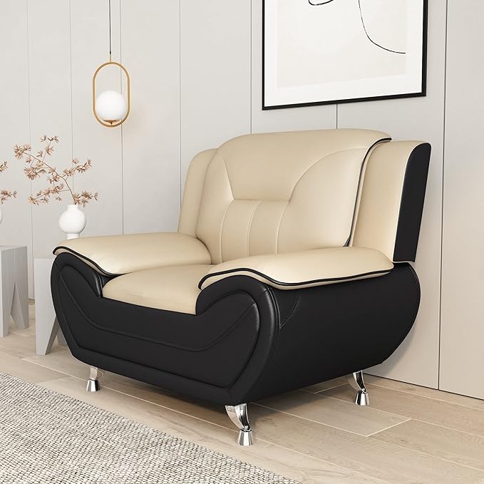 Container Furniture Direct Michael Modern Faux Leather Upholstered Stainless - Image 19