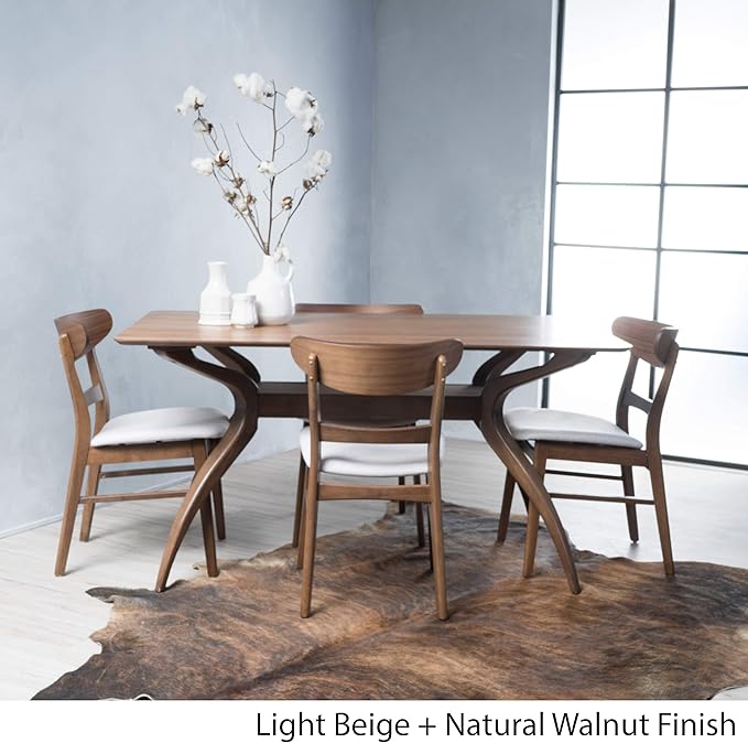 Christopher Knight Home Idalia Curved Leg Rectangular Dining Set, 5-Pcs Set - Image 5