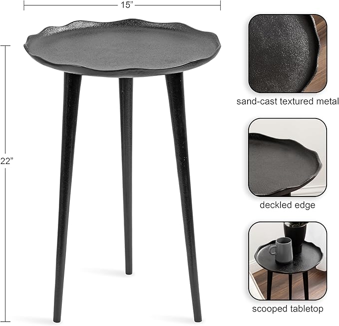 Kate and Laurel Alessia Modern Round Metal Side Table; 15 x 15 x 22; Black; - Image 3