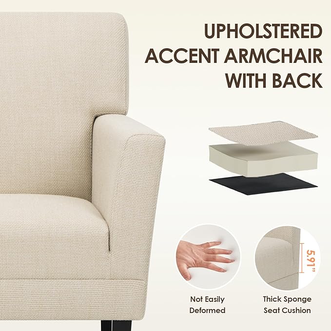 COLAMY Modern Accent Chair for Living Room, Upholstered Fabric Accent Armchair - Image 5