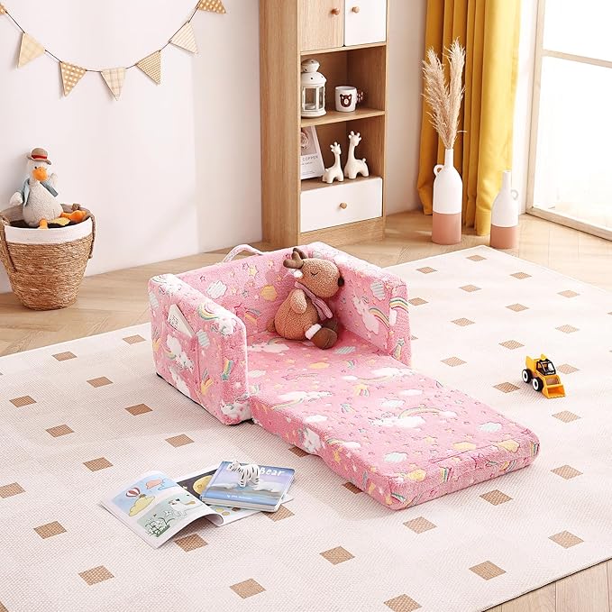 Tiita Kids Chair Couch, Folding Toddler Comfy Chair, 2-in-1 Kids Plush Sofa - Image 6