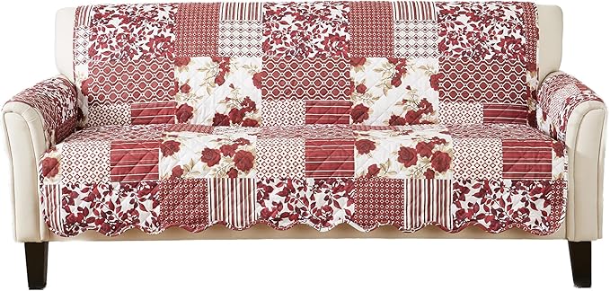 Great Bay Home Patchwork Scalloped Printed Furniture Protector Stain Resistant by GreatBayHome