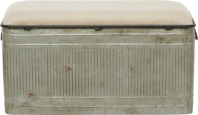 Deco 79 Metal Room Storage Bench Galvanized Entryway Bench - Image 5