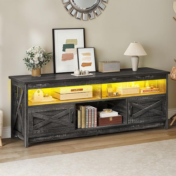 YITAHOME Farmhouse TV Stand for 65/75 Inch TV LED Entertainment Center - Image 8