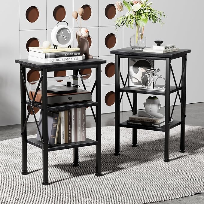 VECELO Modern Nightstands X-Design Side End Table Night Stand - Image 7