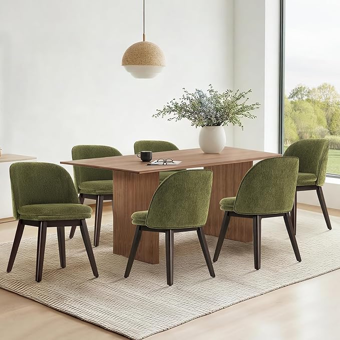 Wooden Dining Chairs Set of 2, Fabric Upholstered Modern Dining Room Chairs - Image 7