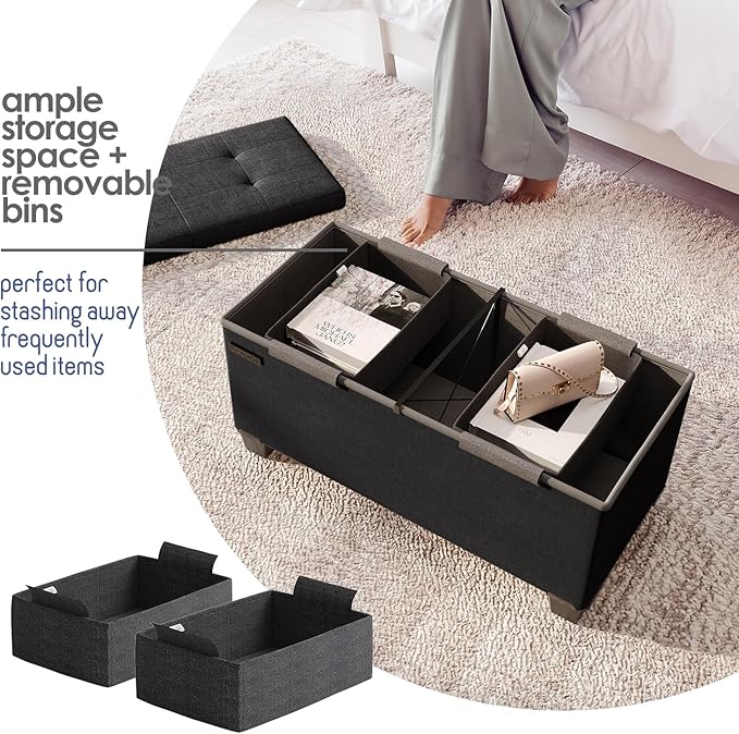 STORAGEBUD Storage Ottoman Bench - Image 3