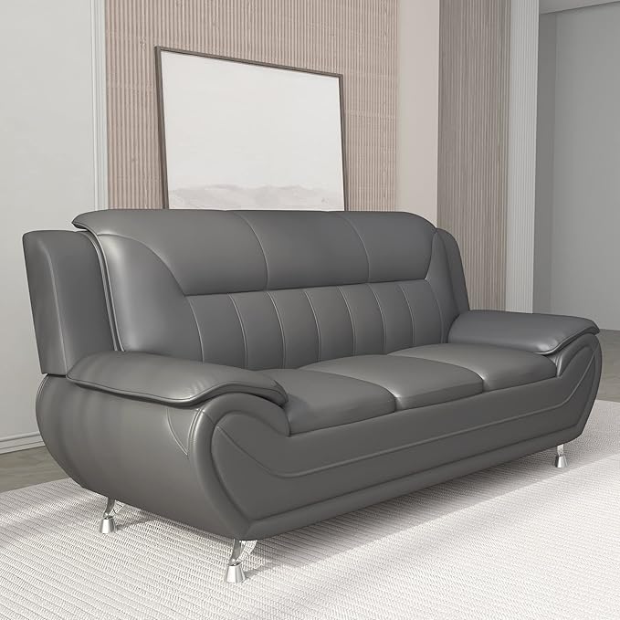 Container Furniture Direct Michael Modern Faux Leather Upholstered Stainless - Image 12
