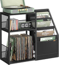 VASAGLE Record Player Stand, 3-Tier Side Table, Vinyl Record Storage up to 140 by VASAGLEbySONGMICSHOME