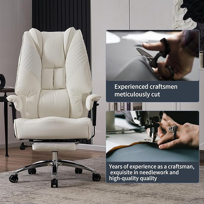 Big and Tall Office Chair 400lbs Wide Seat, Leather High Back Executive Office - Image 7