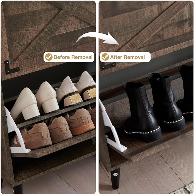 Shoe Storage Cabinet, Farmhouse Shoe Organizer - Image 5