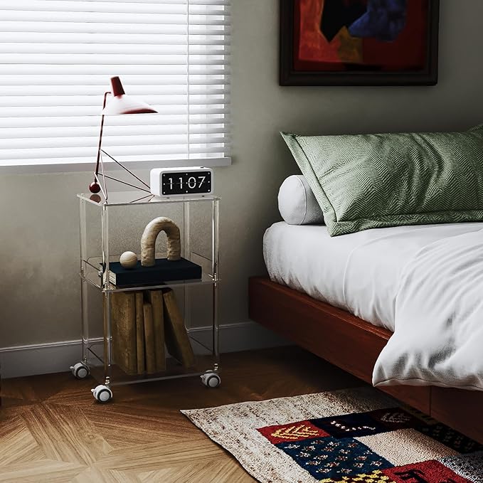 AQUIVER Acrylic Rolling Side Table - Image 5