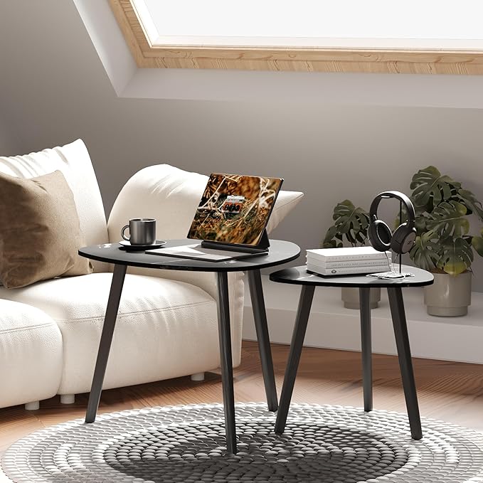BAMEOS Bamboo Nesting Triangle End Table - Image 3
