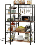 IRONCK Bakers Rack with Power Outlet, 5-Tier Corner Microwave Stand with Storage by IRONCK