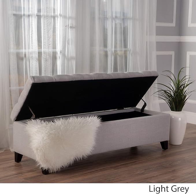 Christopher Knight Home Ottilie Fabric Storage Ottoman, Light Grey 17.50”D x - Image 4