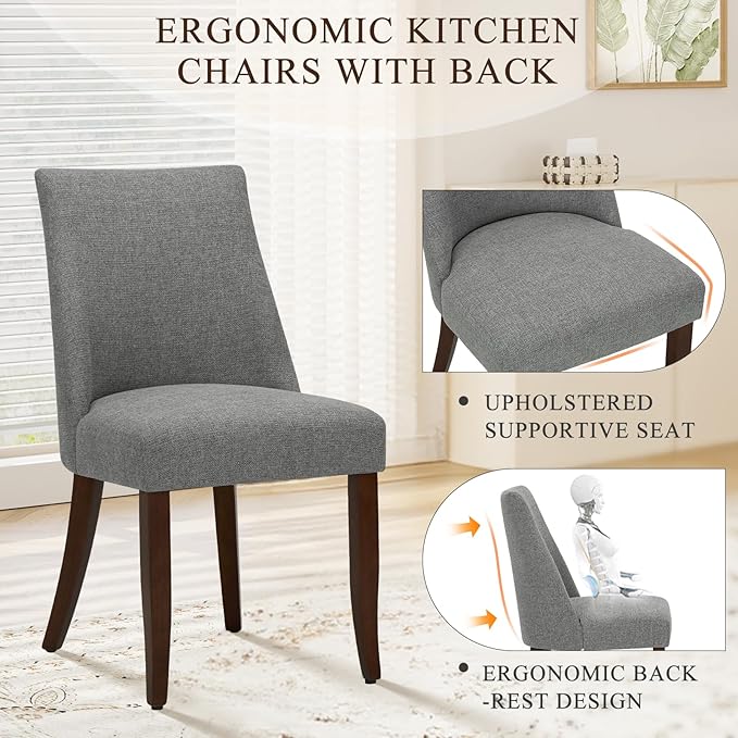 COLAMY Upholstered Dining Chairs Set of 2, Mid Century Modern Kitchen Chairs - Image 3