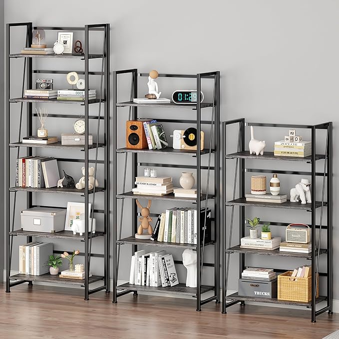 BHG Vintage Multifunctional Folding Bookshelf, No-Assembly Plant Stand Storage - Image 5