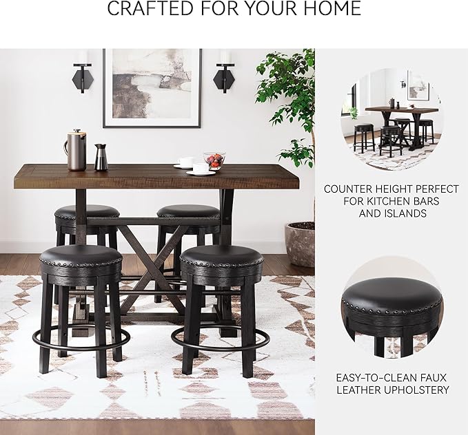 Signature Design by Ashley Valebeck Casual Round Faux Leather Upholstered - Image 5