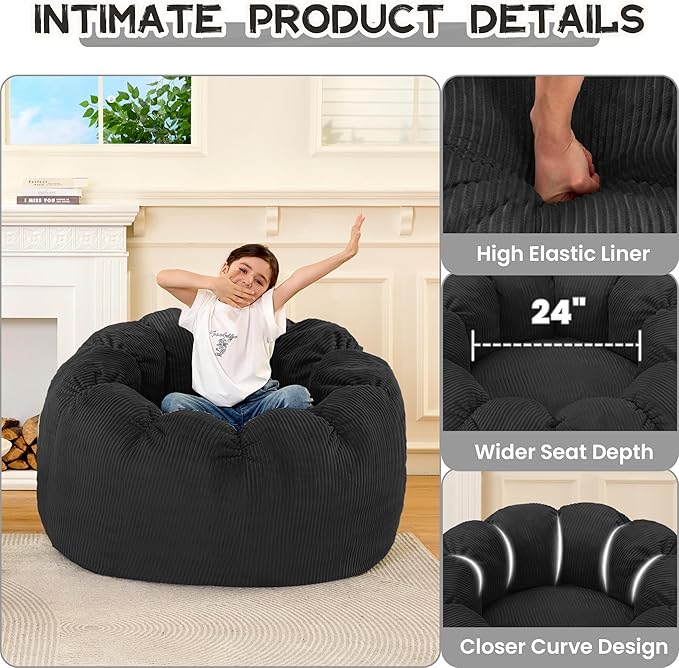 HABUTWAY Giant Bean Bag Chair for Adults/Kids/Teens, Pumpkin Bean Bag Couch - Image 5