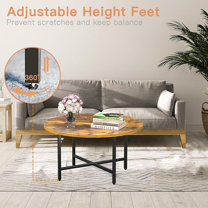 Round Coffee Table, 23.6" Small Coffee Tables - Image 5