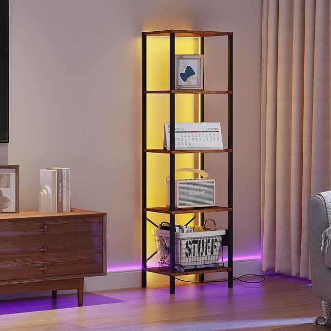 5-Tier Bookshelf, Tall Narrow Bookcase - Image 2