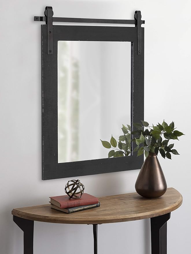 Kate and Laurel Cates Farmhouse Wood Framed Wall Mirror, 22 x 30, Barn - Image 2