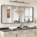 WEER Black Metal Framed Mirror 72X32 Inch, Rounded Rectangle Matte Black by WEER