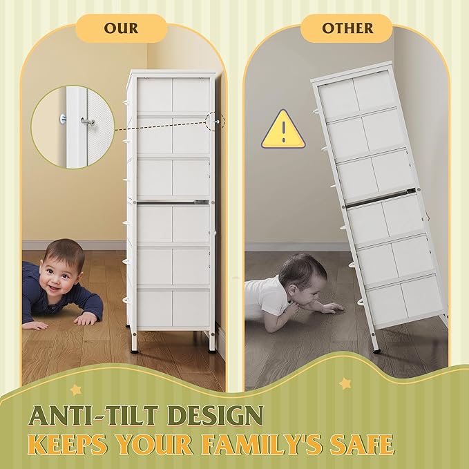 WLIVE White Tall Dresser for Bedroom, 6 Drawer Dressers & Chests of Drawers - Image 9