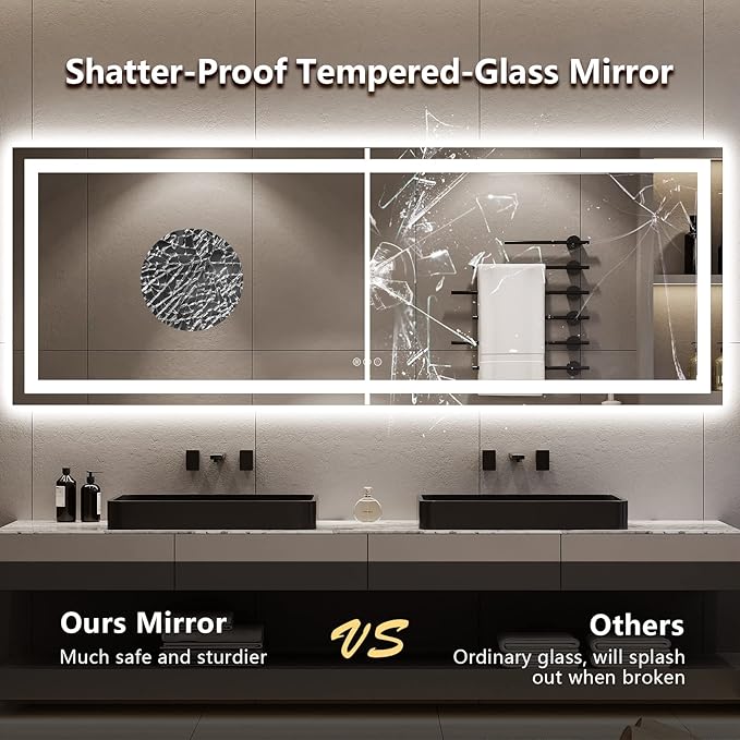 96x36 Inch LED Bathroom Mirror - Image 6