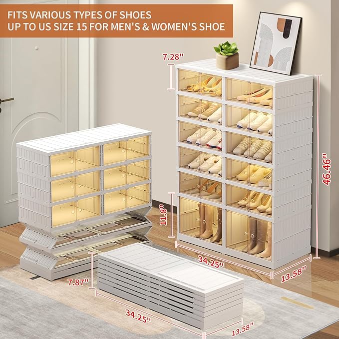 6 Tier Foldable Shoe Rack Organizer - Image 3