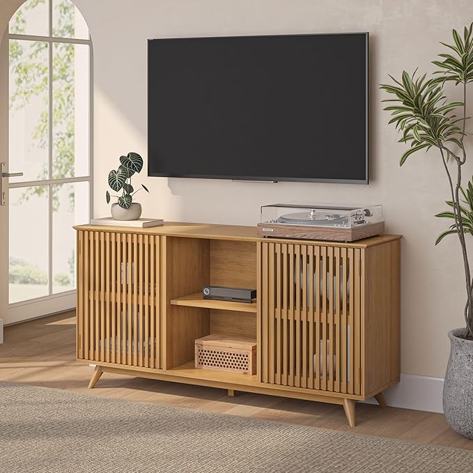 Plank+Beam Mid-Century Modern Wood TV Stand, Solid Wood Entertainment Console - Image 9