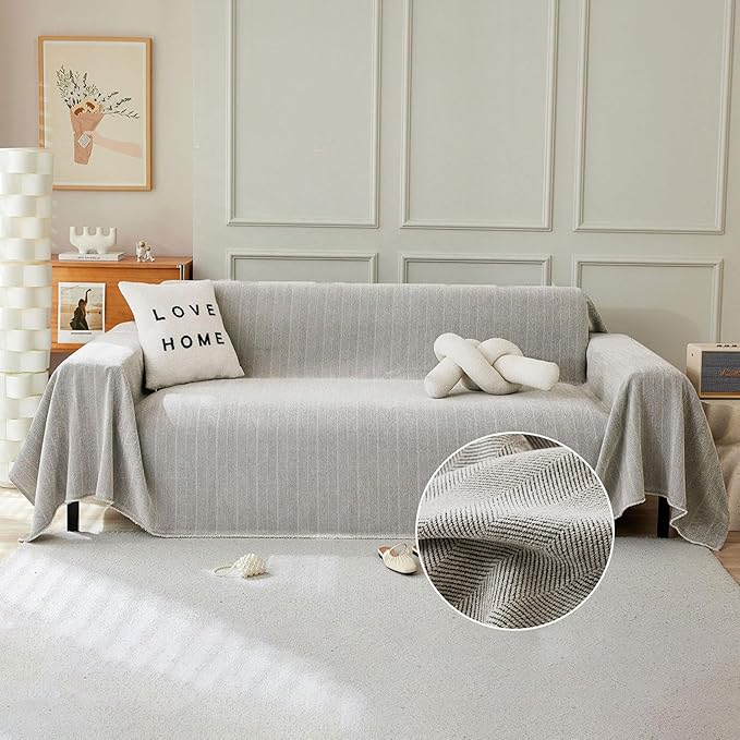 STACYPIK Soft Silver Gray Sofa Cover by STACYPIK