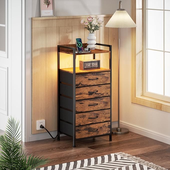 Furnulem 5 Drawer Dresser for Bedroom, Tall Nightstand - Image 6