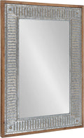 Kate and Laurel Deely Farmhouse Wall Mirror, 20 x 30, Rustic Brown and Silver by KateandLaurel