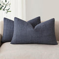 Foindtower Set of 2 Decorative Linen Check Throw Pillow Covers Neutral by Foindtower