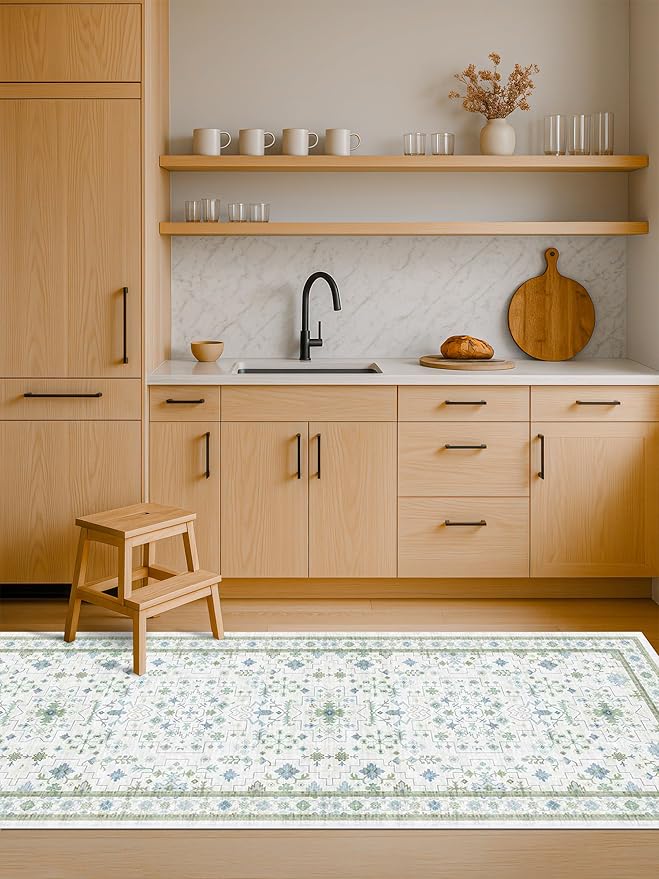 Blue and Green 2x6 Boho Bathroom Runner - Image 3