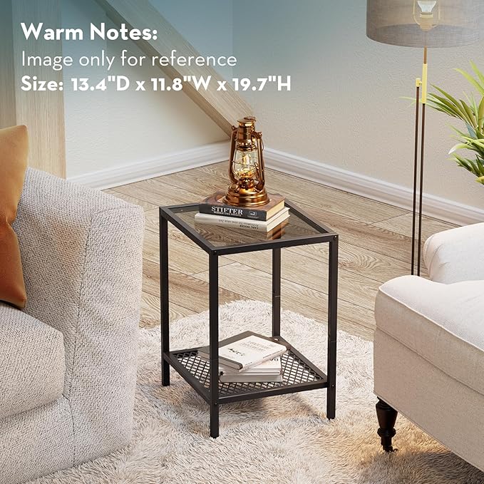 SAYGOER Small Side Table Glass End Table - Image 5